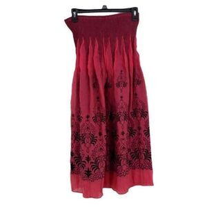 Gothic Convertible Maxi Skirt Tube Dress Ombre Red Black Embroidered One Size